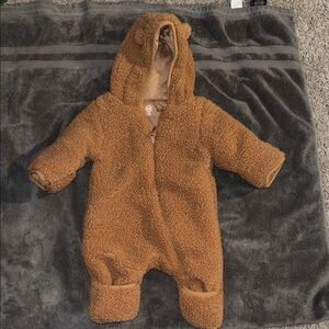 Wonder Nation - Cozy Bear Brown Fleece Baby One Piece